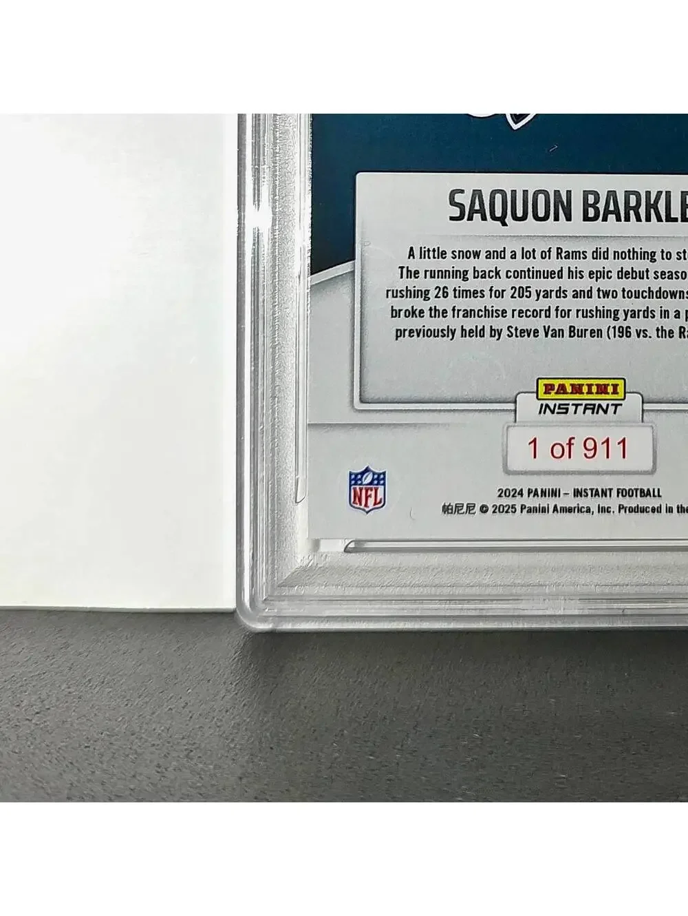 Saquon Barkley 2024 Panini Record Breaker NFL #270 Philadelphia Eagles PSA 10